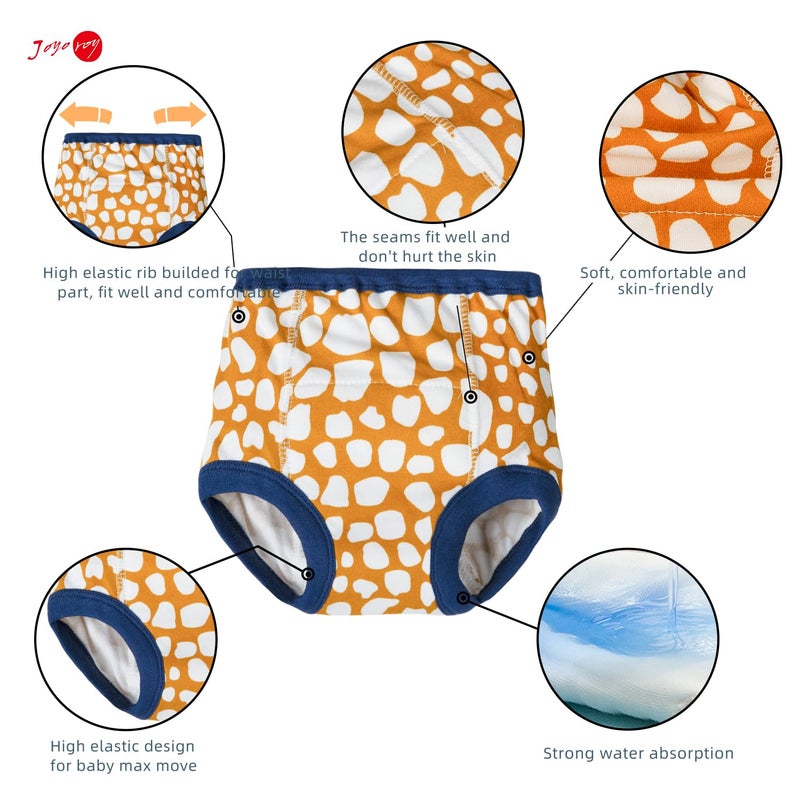 Joyo roy 4Pcs Potty Training Underwear for Boys and Girls 100% Cotton Soft Super Absorption Thick Padded Toilet Training Pants 2T Waterproof Toddler Girls Underwear Pee Pants with Potty Sticker Chart - Image 2